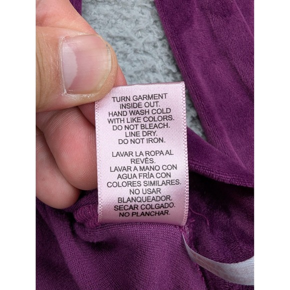 Juicy Couture Pullover‎ Womens XL Purple Velour Sleepwear Long Sleeve Crewneck - Picture 6 of 10